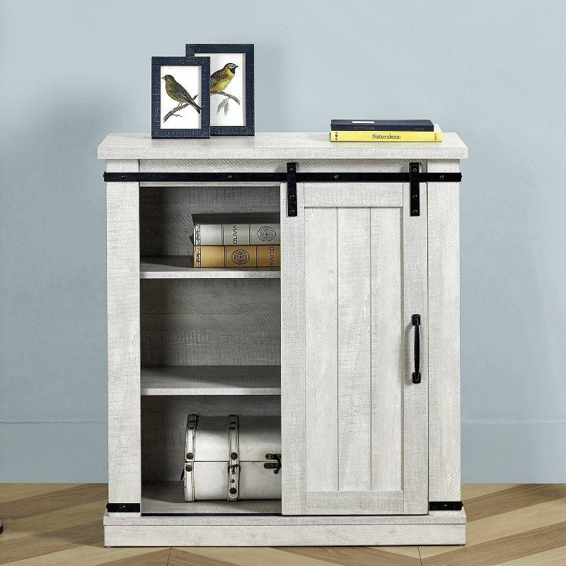 Saw Cut TV Stand for TVs up to 40" Off White - Home Essentials: Sliding Barn-Door, Adjustable Shelves