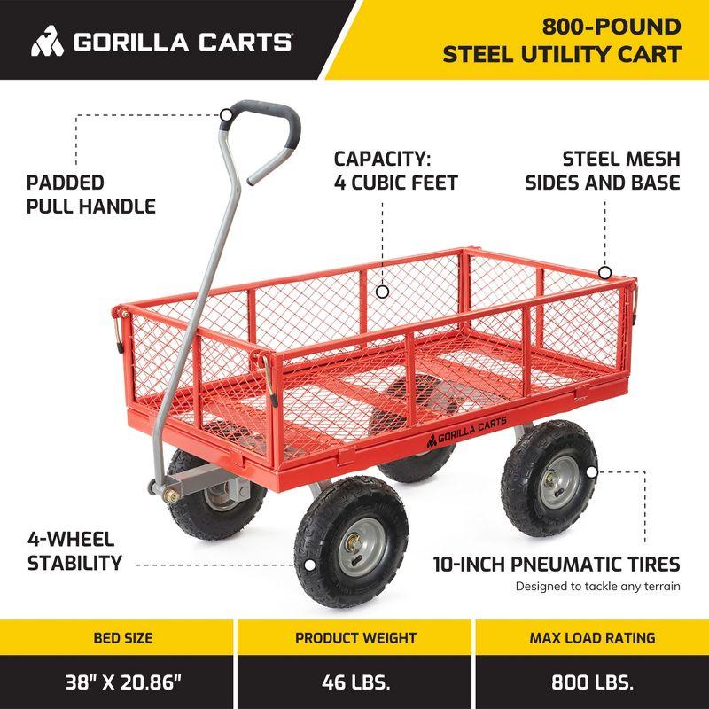 Gorilla Cart 1000 Pound Capacity Heavy Duty Steel Mesh Utility Wagon Cart