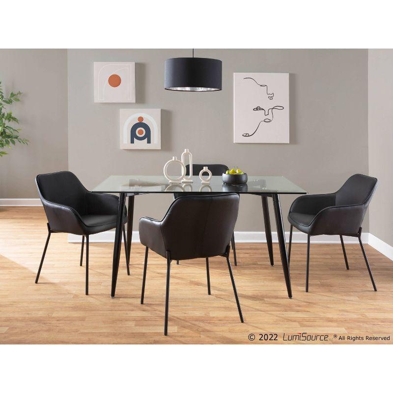 Set of 2 Daniella PU Leather/Steel Dining Chairs Black - LumiSource: Contemporary Style, Metal Base, Armrests