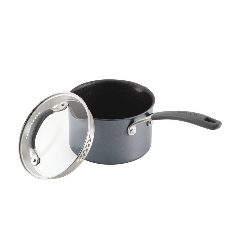 Circulon A1 Series with ScratchDefense Technology 2qt Nonstick Induction Straining Saucepan with Lid Graphite: Dishwasher-Safe Aluminum Cookware