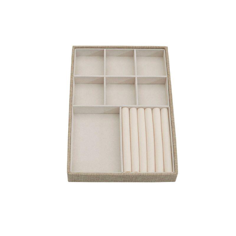 Household Essentials Stackable Jewelry Trays 3 Latte: Beige Polyester Drawer Organizer & Storage Trays, 8"x12"