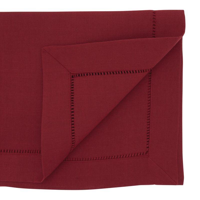 Crimson Polyester Hemstitch Border Table Runner