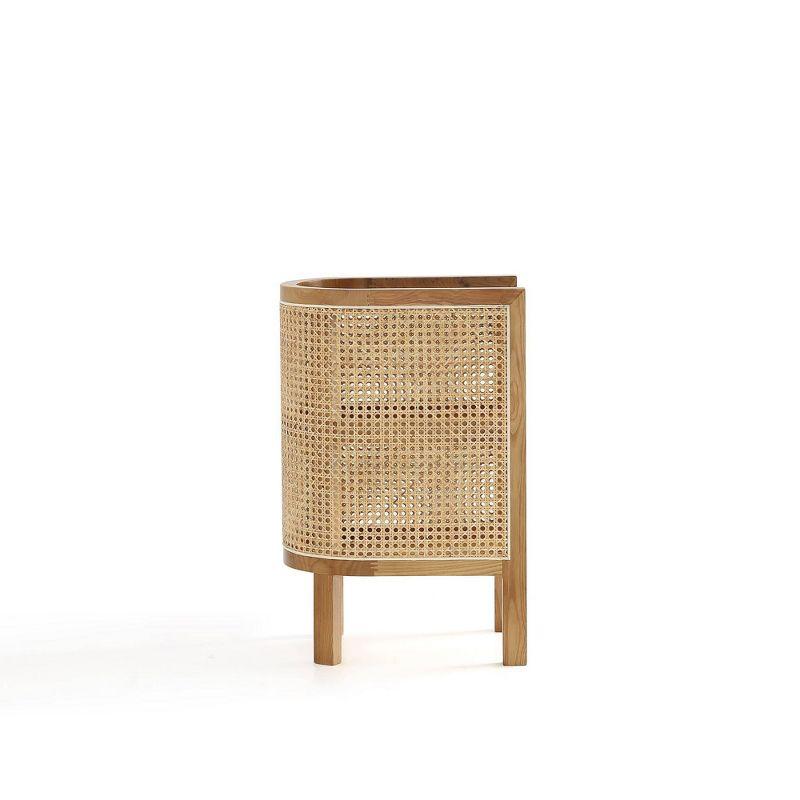 Tahitian Resort-Inspired Natural Ash and Rattan 2-Shelf End Table