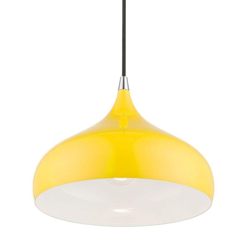 Livex Lighting Amador 1 - Light Pendant in  Shiny Yellow/Polished Chrome