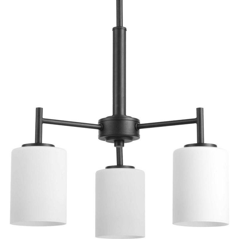 Progress Lighting Replay 3-Light Chandelier, Brushed Nickel, White Glass Shades