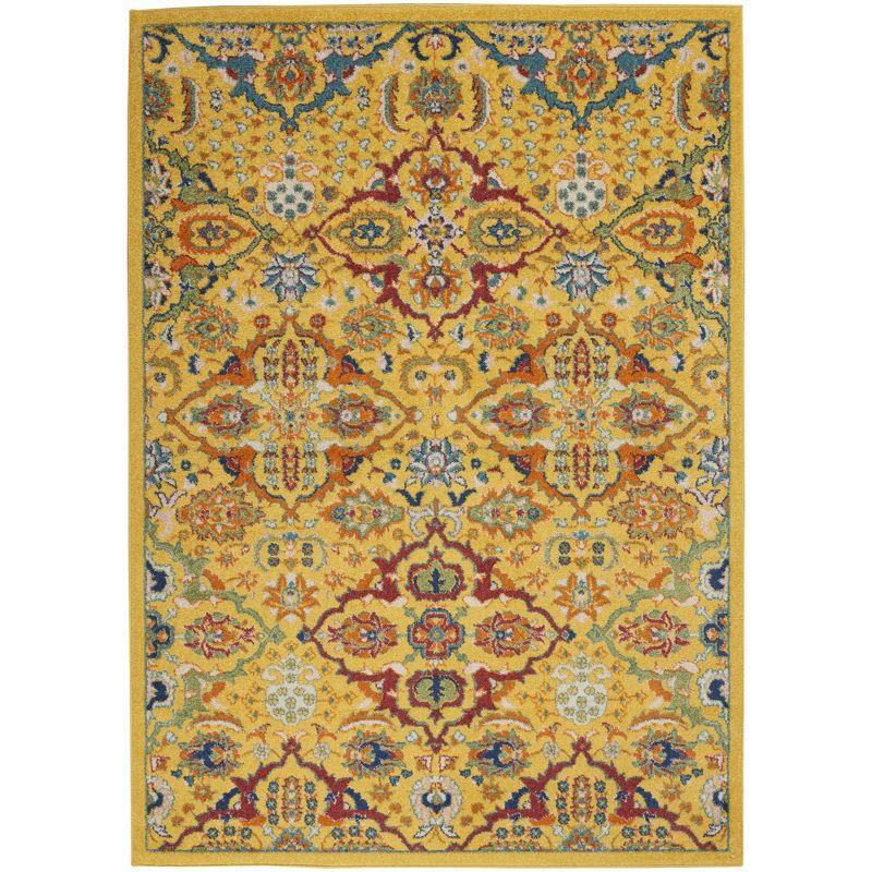 Sunny Floral Bliss 5'3" x 7'3" Yellow Multicolor Synthetic Area Rug