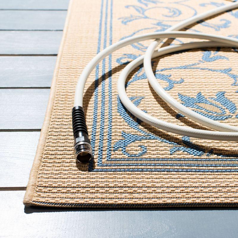 Courtyard CY2098 Power Loomed Indoor and Outdoor Area Rug - Natural/Blue - 7'10"x7'10" - Safavieh