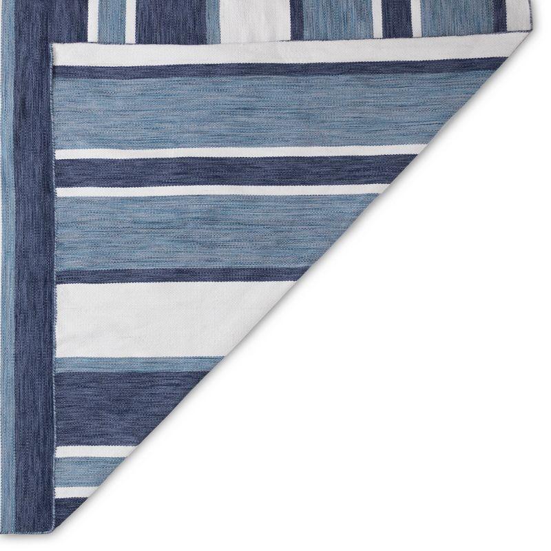 Coastal Stripe Navy Synthetic 2' x 8' Reversible Outdoor Runner Rug