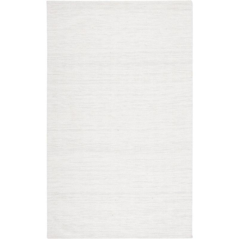 Ivory and Silver Handwoven Wool Viscose 4' x 6' Area Rug