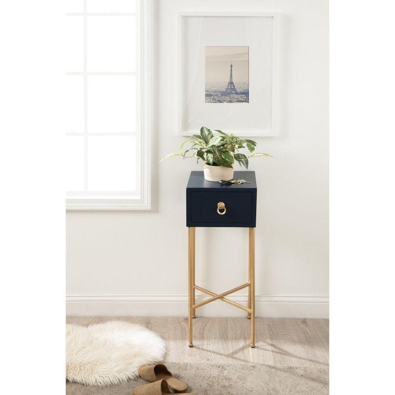 Kate and Laurel Decklyn Square MDF Tea Table, 11.75x11.75x30, Navy Blue
