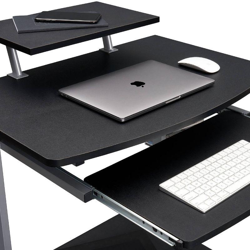 Graphite Wood and Steel Computer Cart with Keyboard Tray