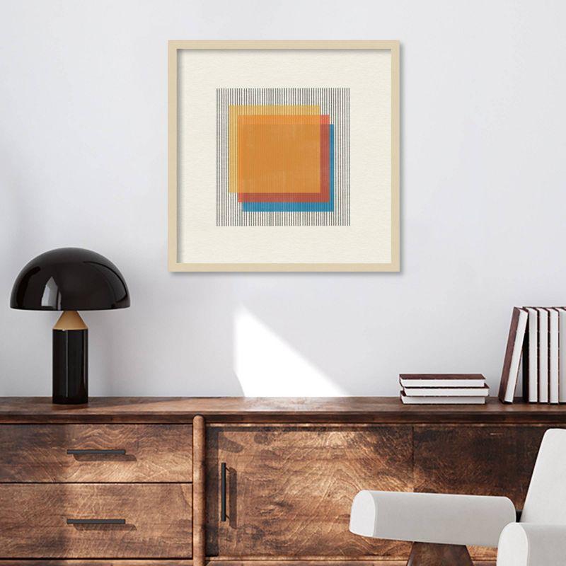 25'' x 25'' Yellow Orange Blue Abstract Framed Print