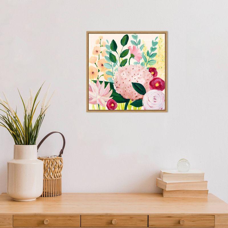 Amanti Art 16" x 16" Mother's Day Blooms I by Grace Popp Framed Wall Canvas : Modern Botanical Lithograph, Sawtooth Back