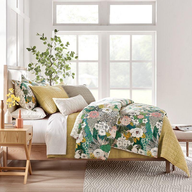 Ochre Twin Microfiber Waffle Quilt Set