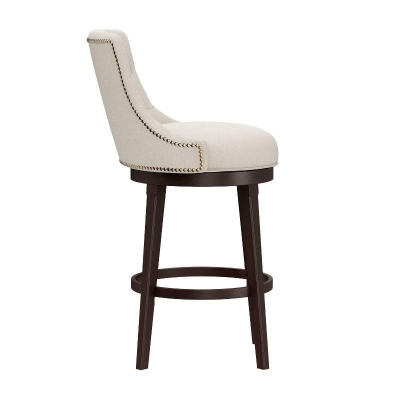 30" Halbrooke Swivel Barstool Smoke/Cream Hillsdale Furniture: Upholstered, Button Tufted, Nailhead Trim