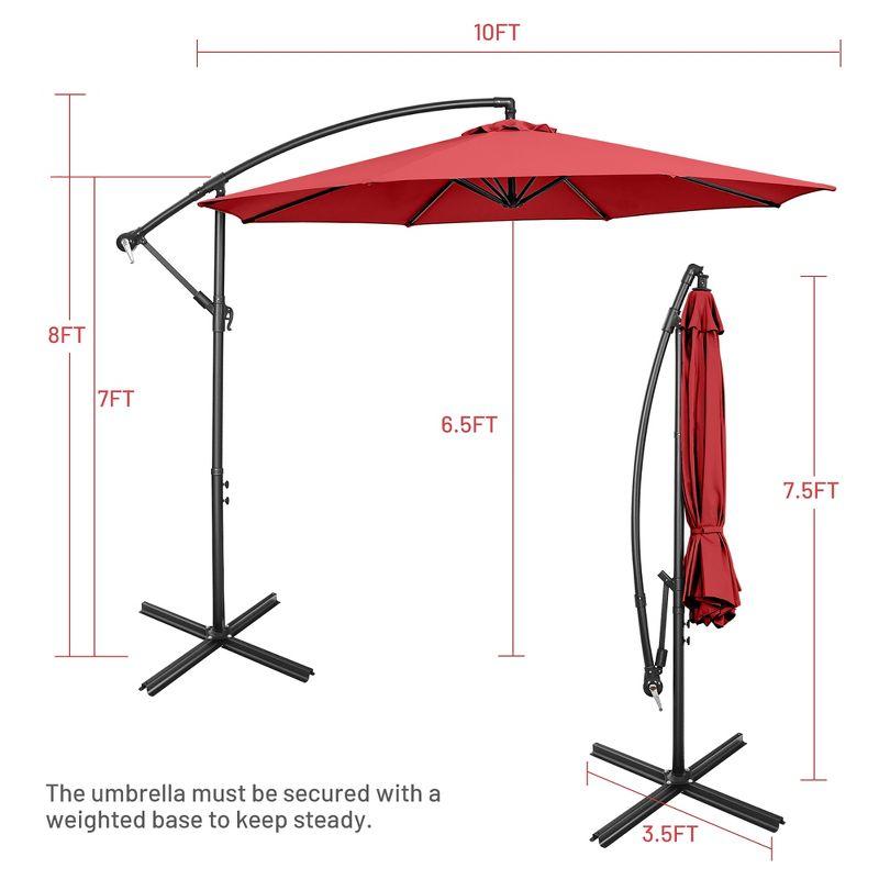 Costway  10 FT Patio Offset Umbrella w/8 Ribs Cross Base Tilt Claret