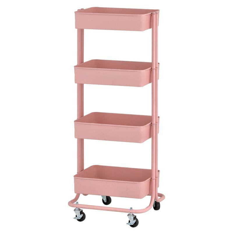 ECR4Kids 4-Tier Metal Rolling Utility Cart - Mobile Storage Organizer