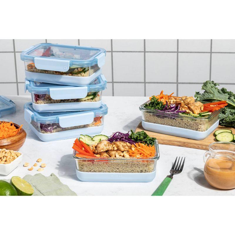 Ello 10pc Glass Meal Prep Food Storage Container Set Blue: BPA-Free, Microwave & Oven Safe, 5 Containers with Lids