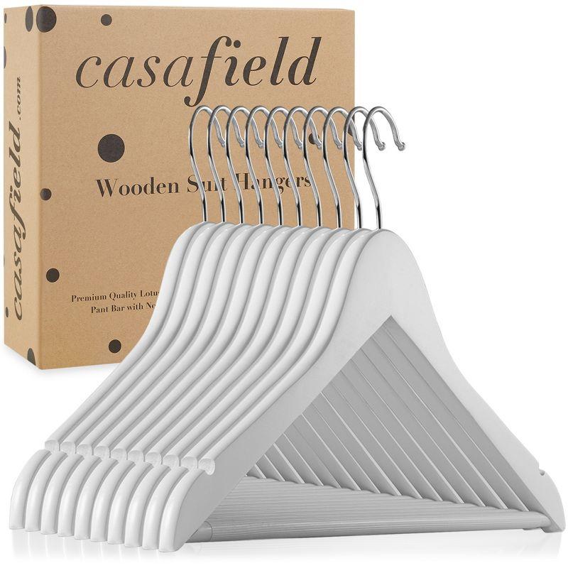 Casafield Wood Standard Hanger for Suit/Coat (Set of 10)