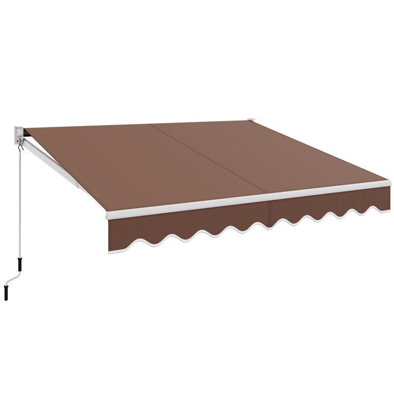 Coffee Brown Aluminum Patio Retractable Awning with Crank Handle