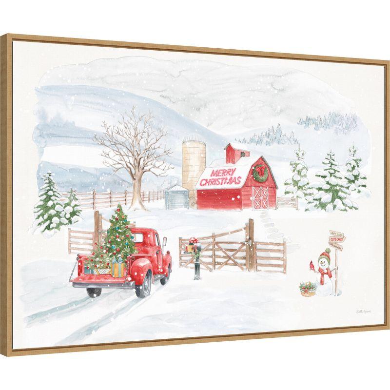 Amanti Art Home For The Holidays I Snowman by Beth Grove Canvas Wall Art Print Framed 33-in. x 23-in.