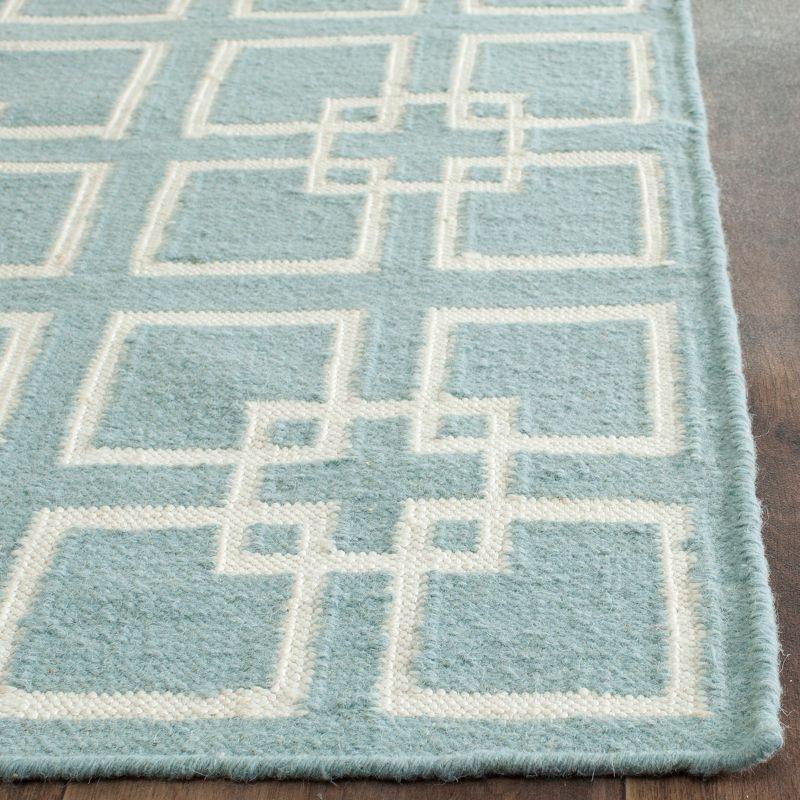 Martha Stewart Flat Weave Wool/Silk/Cotton Geometric Rug in Geyser Blue