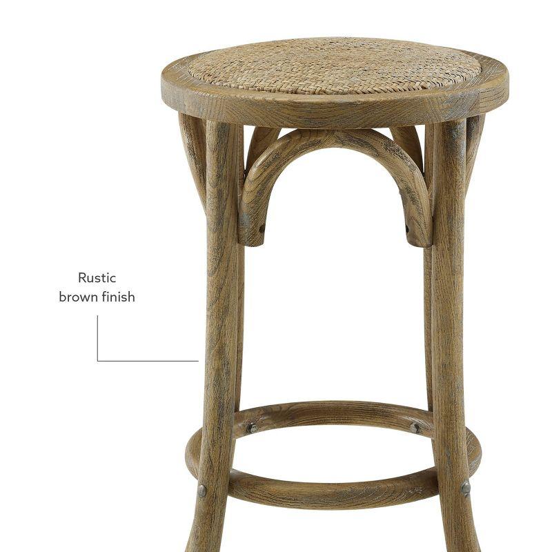 Rae Rattan 25" Backless Beige Wood Counter Stool