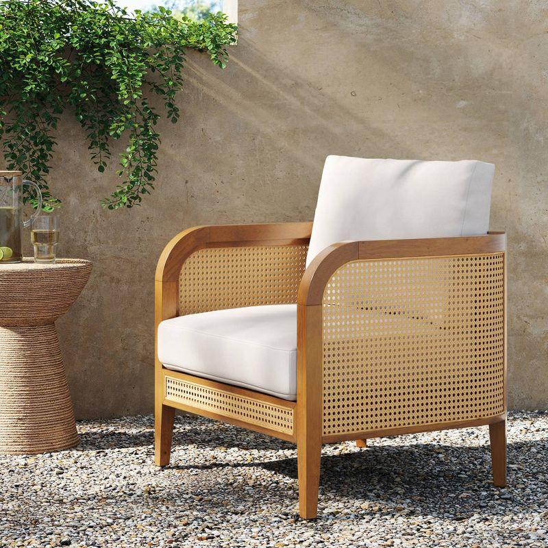 Nathan James Bohemian Cushioned Patio Chair, Outdoor Lounge Chair With Solid Wood Frame
