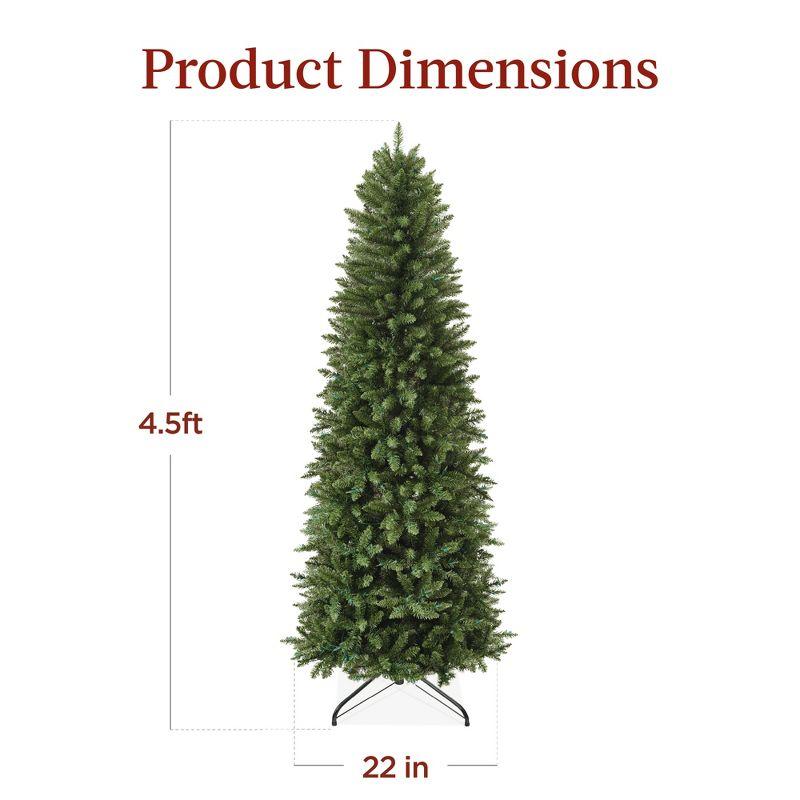 Best Choice Products 4.5ft Prelit Pencil Christmas Tree, Spruce Style Holiday Decor w/ 288 Tips, 150 Lights, Base