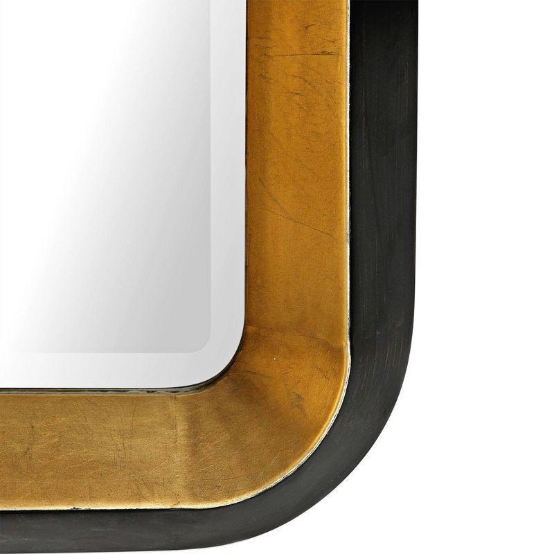 Transitional Antiqued Gold & Black Rectangular Wall Mirror 28" Wide