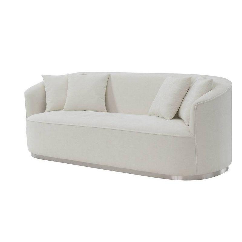 83" Odette Sofa Beige Chenille - Acme Furniture: Luxurious Upholstered, Wood Frame, Includes 4 Accent Pillows