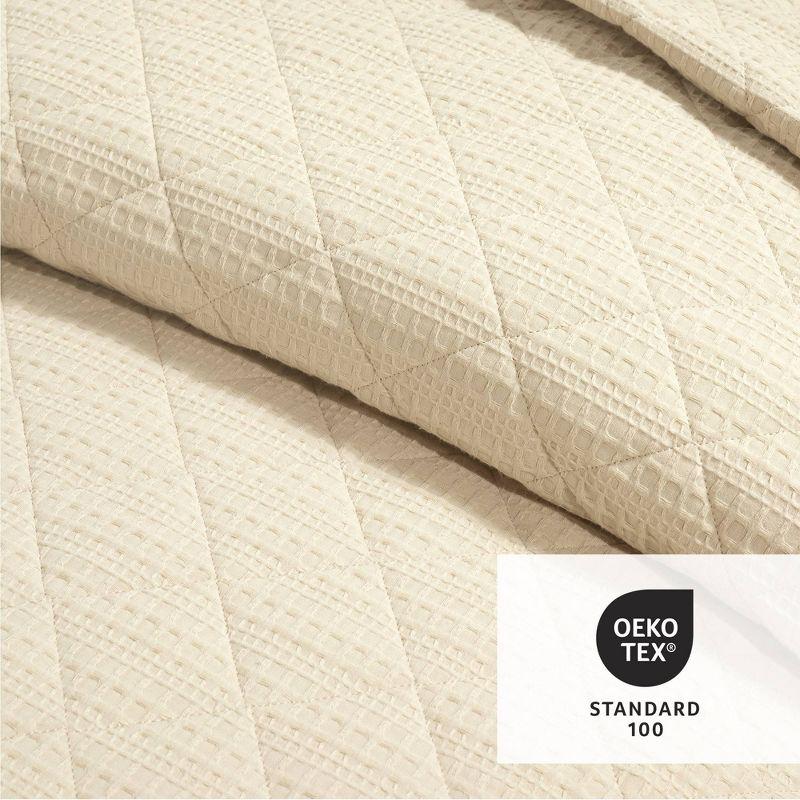 Haniya Solid Waffle Woven Cotton Textured Quilt 3 Pieces Set