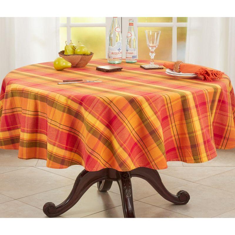 Harvest Table Linens Plaid 100% Cotton Round Tablecloth