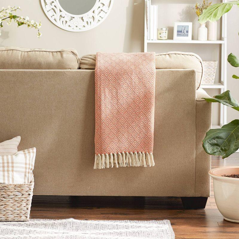 50"x60" Diamond Throw Blanket Spice - Design Imports: Cotton Woven, Lightweight Fabric, Machine Wash