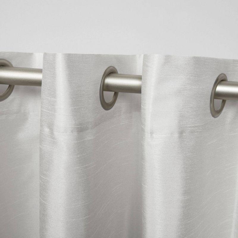 Set of 2 96"x54" Chateau Striped Faux Silk Grommet Top Window Curtain Panel Taupe: Room Darkening Drapes, Exclusive Home