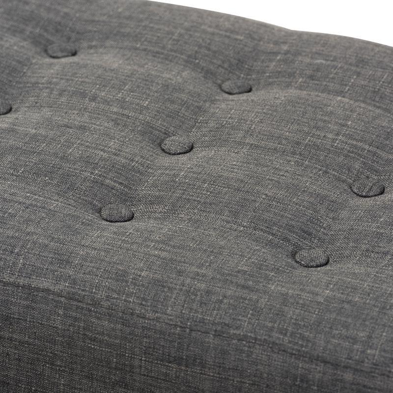 Baxton Studio Elia Mid Century Modern Walnut Wood Fabric Button Tufted Bench Dark Gray: Rubberwood Frame, Polyester Upholstery, 400lb Capacity