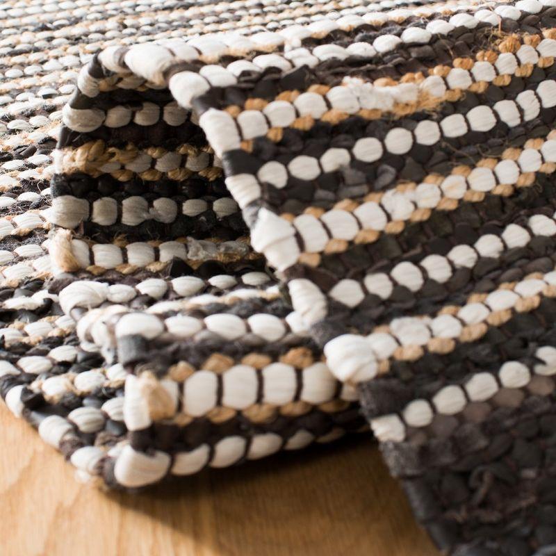 Vintage Leather VTL373 Hand Woven Indoor Area Rug - Dark Brown/Multi - 4'x6' - Safavieh.