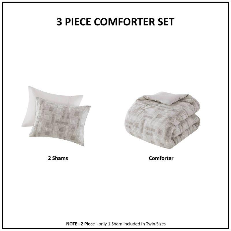 Ink+Ivy Full/Queen 3pc Cairo 100% Cotton Jacquard Comforter Set Ivory: Hypoallergenic, Geometric Pattern, OEKO-TEX Certified