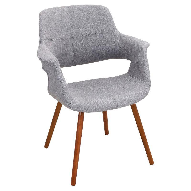 Mid-Century Modern Light Grey Parsons Arm Chair with Walnut Wood Legs