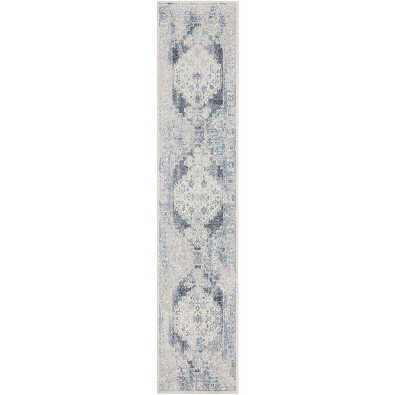 Nourison Washable Astra Vintage Persian Indoor Flatweave Runner Rug Blue Ivory 2' x 6'