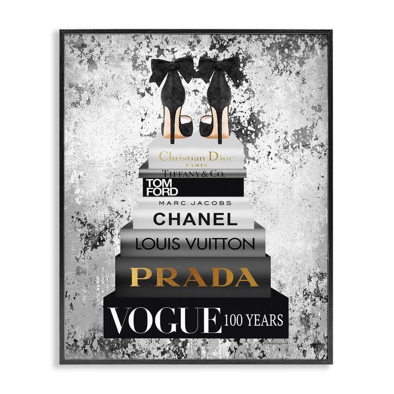 Stupell Industries " Fashion Designer Shoes Bookstack Black And White Watercolor "