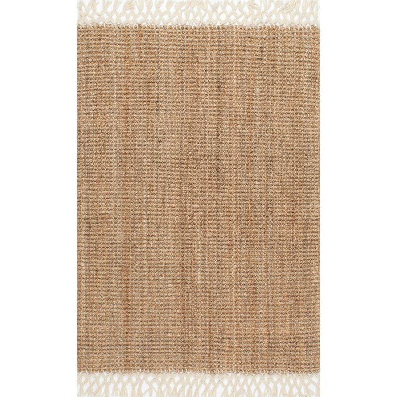 Nuloom Raleigh Solid 12x15 Wool Jute Indoor Area Rug for Dining Room Rug Neutral Rug Living Room Rug Kitchen, Natural