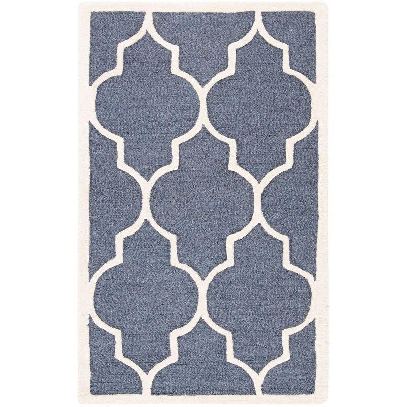 Dark Grey and Ivory Hand-Tufted Wool Area Rug, 3' x 5'