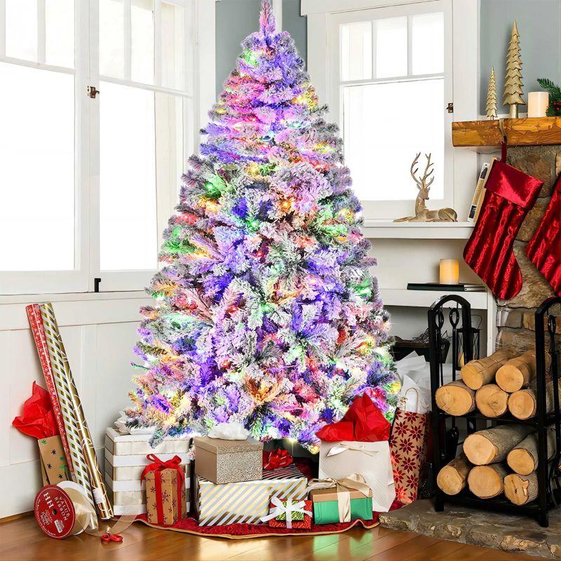 Best Choice Products Snow Flocked Christmas Tree, Premium Holiday Pine Branches, Foldable Metal Base