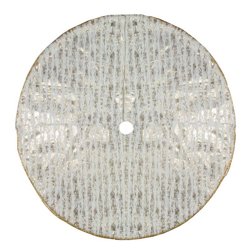 Northlight Seasonal 48" Ivory and Gold Wood Grain Pattern Christmas Tree Skirt