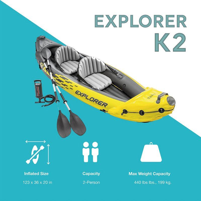 Intex Explorer K2 2-Person Inflatable Kayak with Oars and Air Pump - Yellow