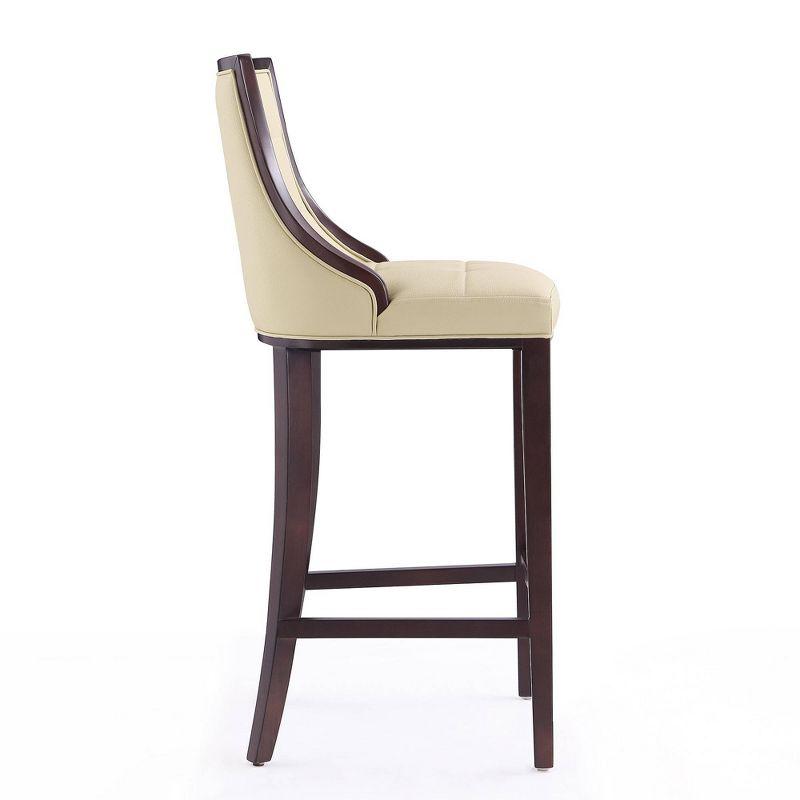 Fifth Avenue Upholstered Beech Wood Faux Leather Barstool Cream - Manhattan Comfort: Padded Back, Armless Design, Fixed Height