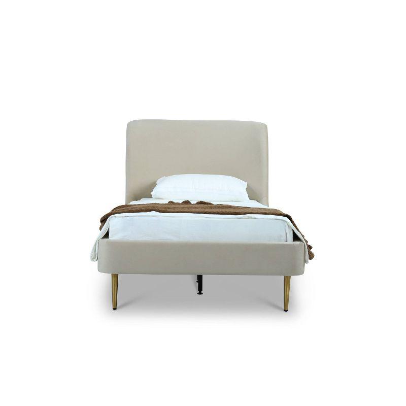 Heather Gold-Finished Twin Velvet Upholstered Bed with Slats