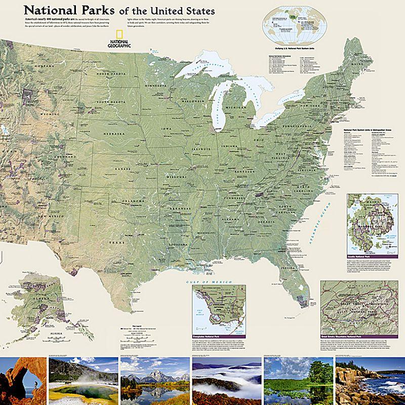 National Geographic National Parks of the United States Map, Laminated, 42" x 30"