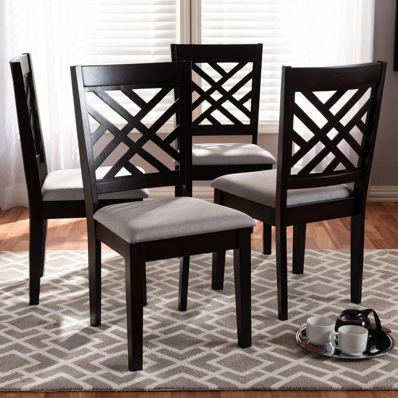 Gray Espresso Rubberwood and Cane Dining Chairs Set